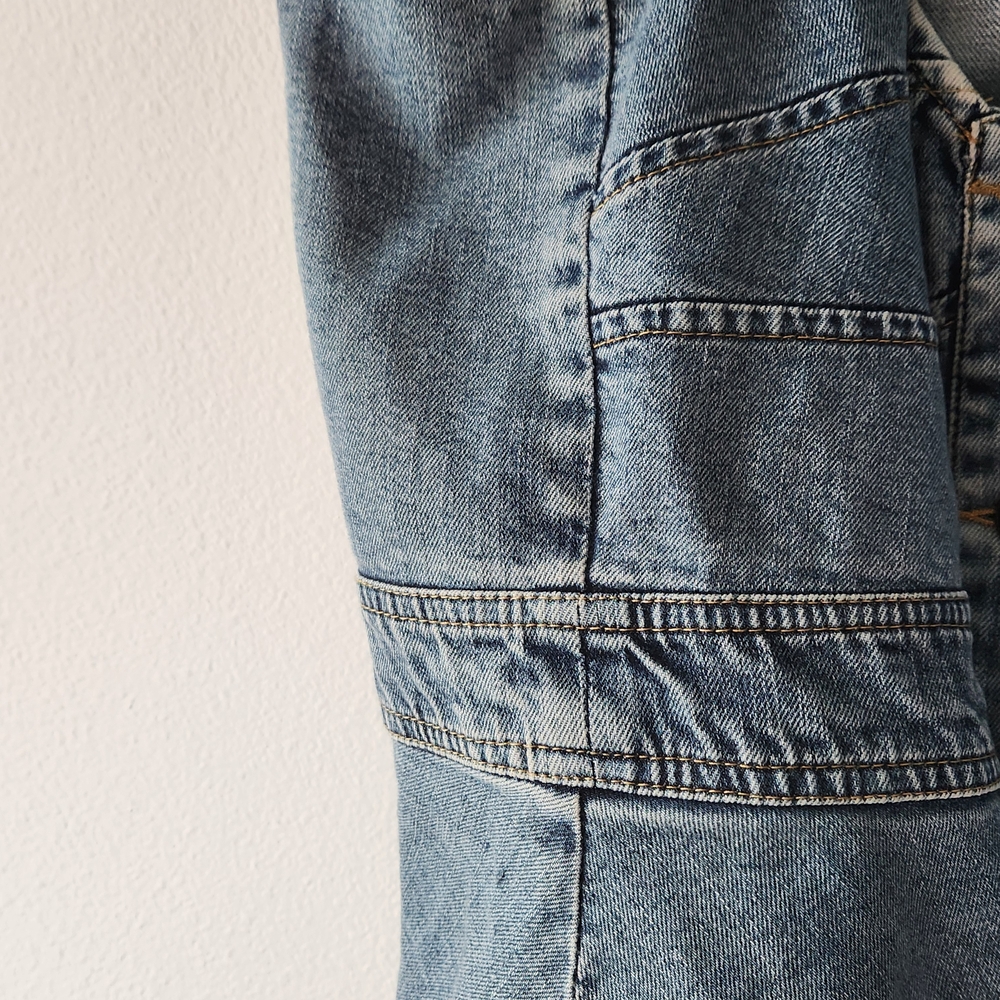 eshakti Light Blue Denim Tank with Leather Logo Patch - Picture 7 of 8